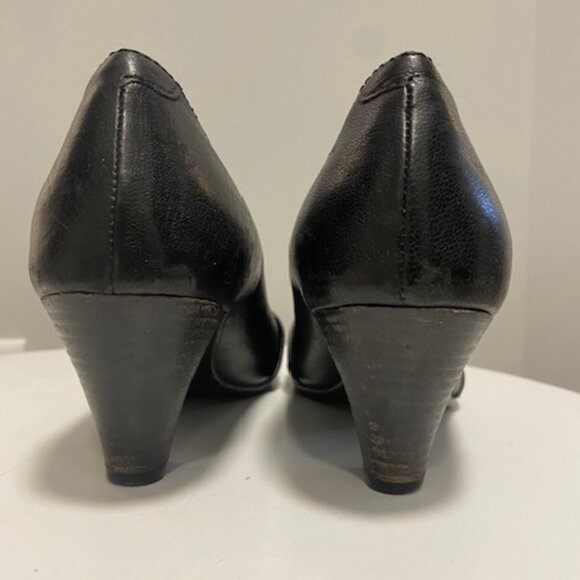 ALDO Sekoia Unique Black Real Leather 2 1/2" Wood Heel, size 37 - Picture 3 of 4